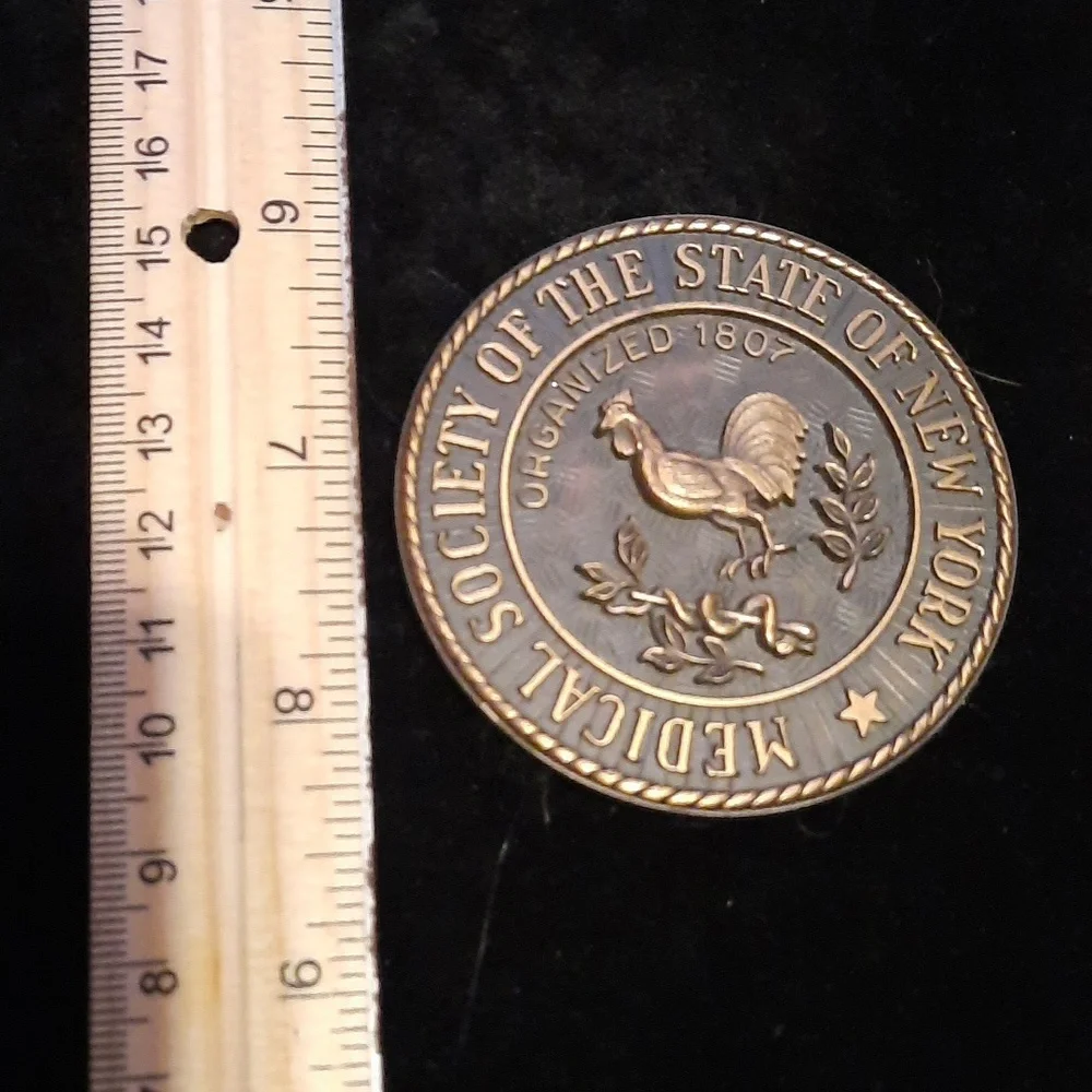 Vintage paperweight bronze. Felted back. Medical society NY - Picture 5 of 5